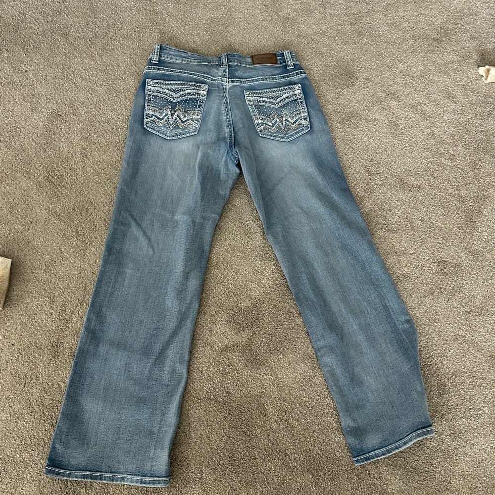 Women's Light Blue Bootcut Jeans with Embroidered Back Pockets